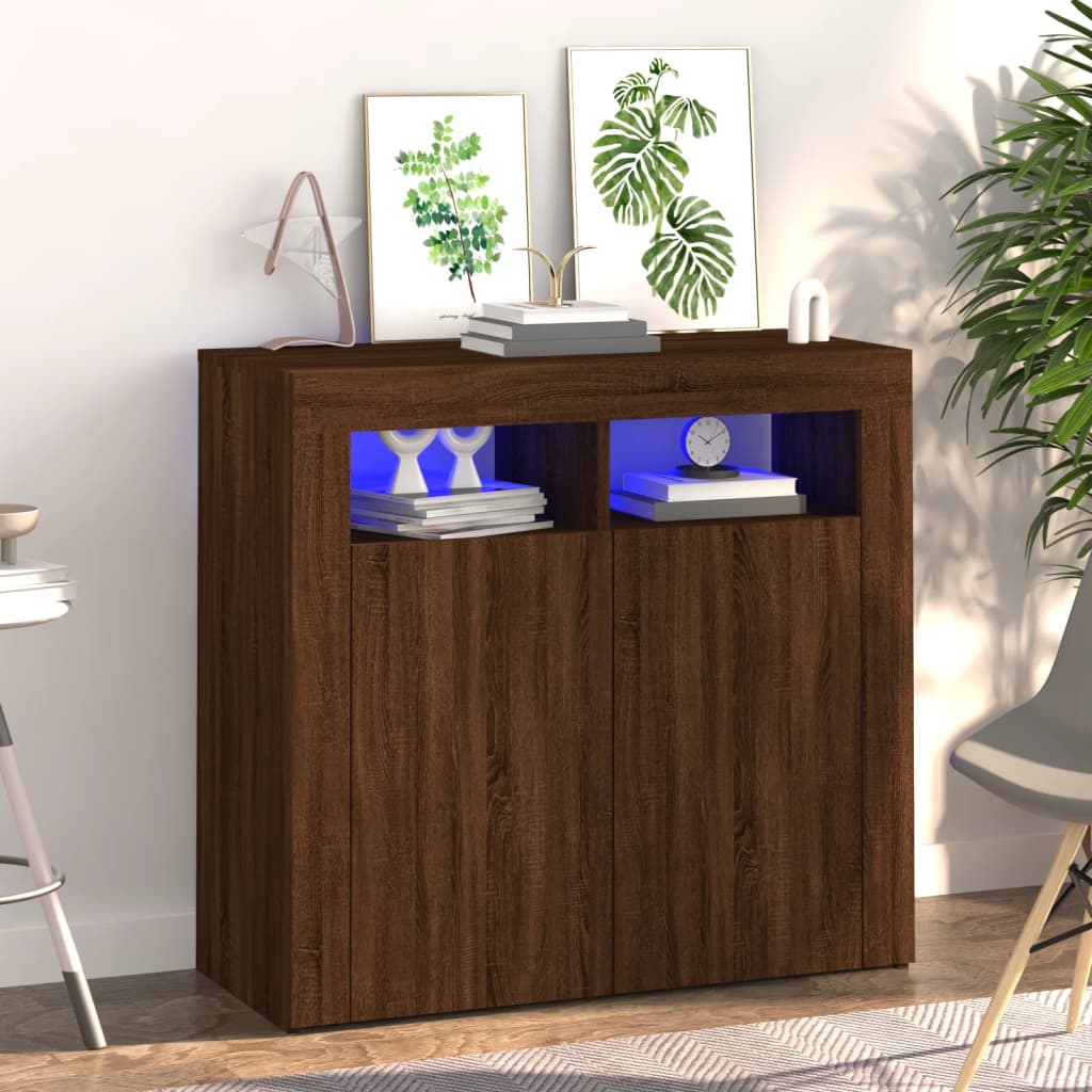 vidaXL Dulap cu lumini LED, stejar maro, 80x35x75 cm vidaXL Dulap cu lumini LED, stejar maro, 80x35x75 cm