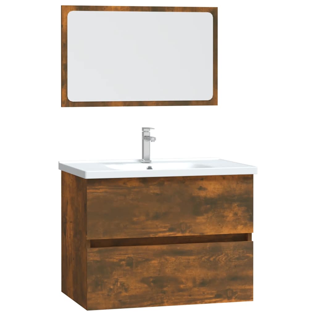 vidaXL Set mobilier de baie, 2 piese, stejar fumuriu, lemn prelucrat vidaXL Set mobilier de baie, 2 piese, stejar fumuriu, lemn prelucrat