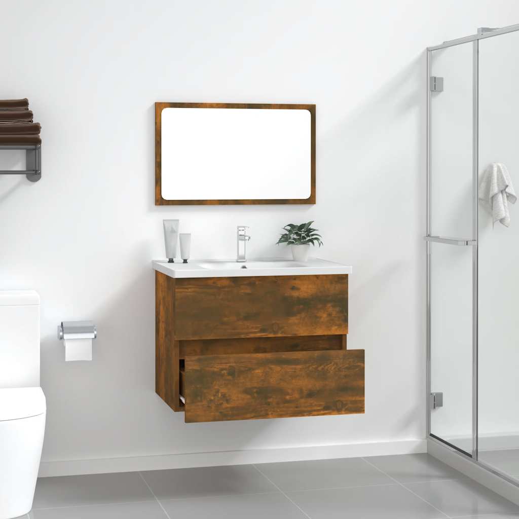 vidaXL Set mobilier de baie, 2 piese, stejar fumuriu, lemn prelucrat vidaXL Set mobilier de baie, 2 piese, stejar fumuriu, lemn prelucrat