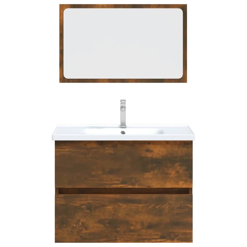 vidaXL Set mobilier de baie, 2 piese, stejar fumuriu, lemn prelucrat vidaXL Set mobilier de baie, 2 piese, stejar fumuriu, lemn prelucrat