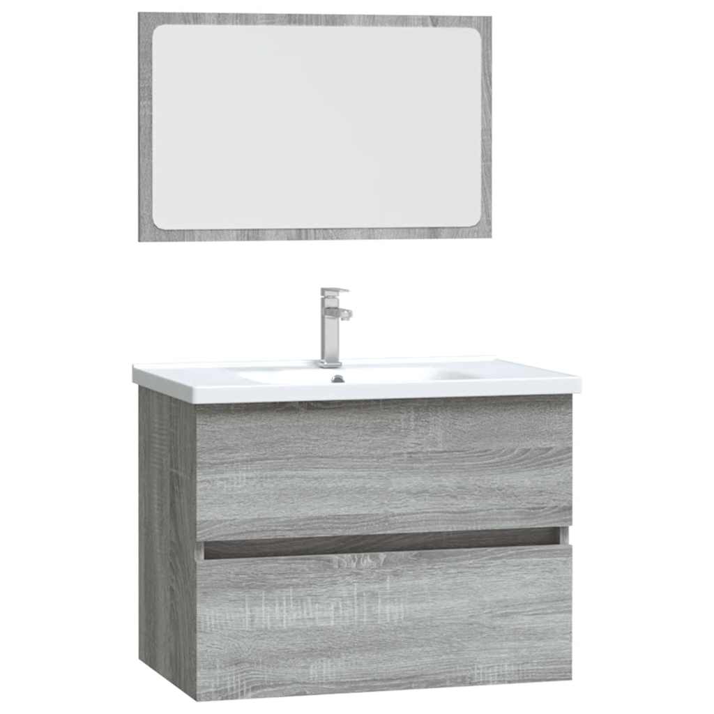 vidaXL Set mobilier de baie, 2 piese, gri sonoma, lemn prelucrat vidaXL Set mobilier de baie, 2 piese, gri sonoma, lemn prelucrat