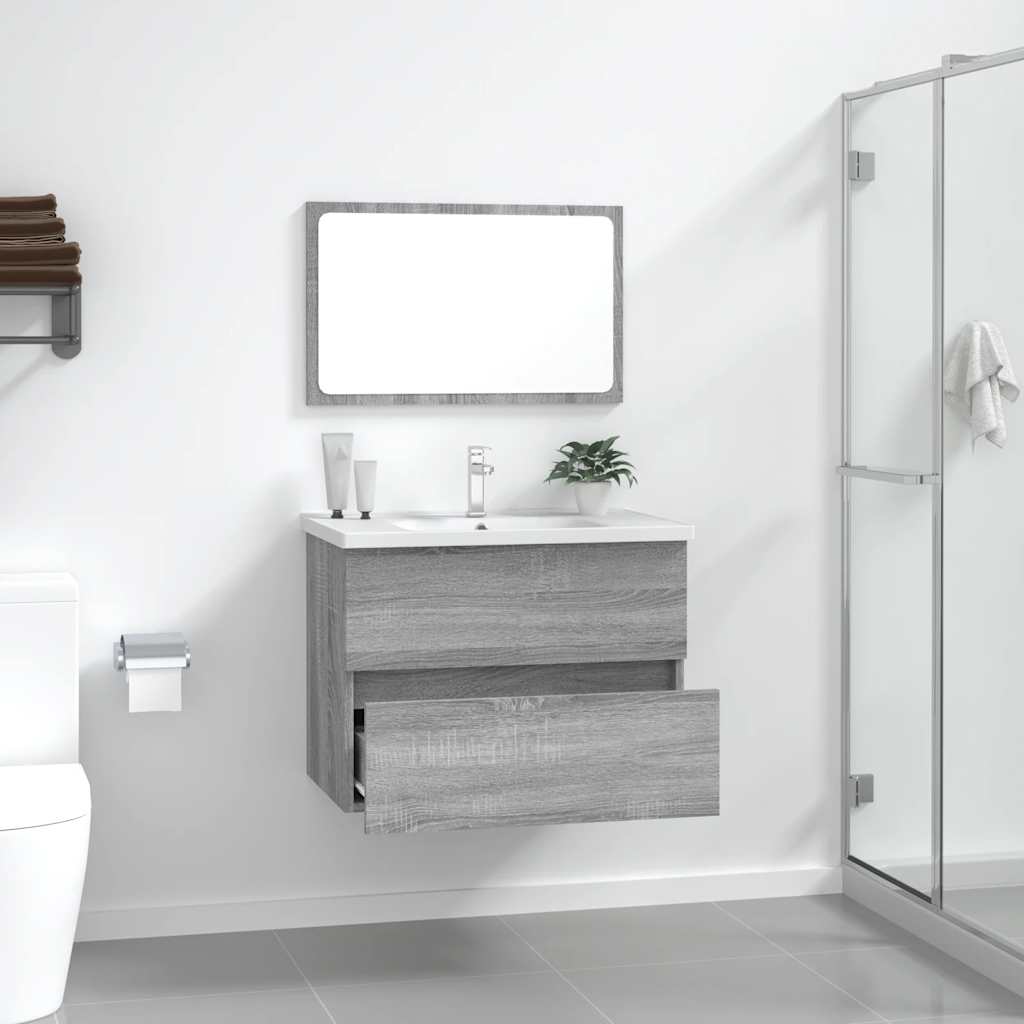 vidaXL Set mobilier de baie, 2 piese, gri sonoma, lemn prelucrat vidaXL Set mobilier de baie, 2 piese, gri sonoma, lemn prelucrat