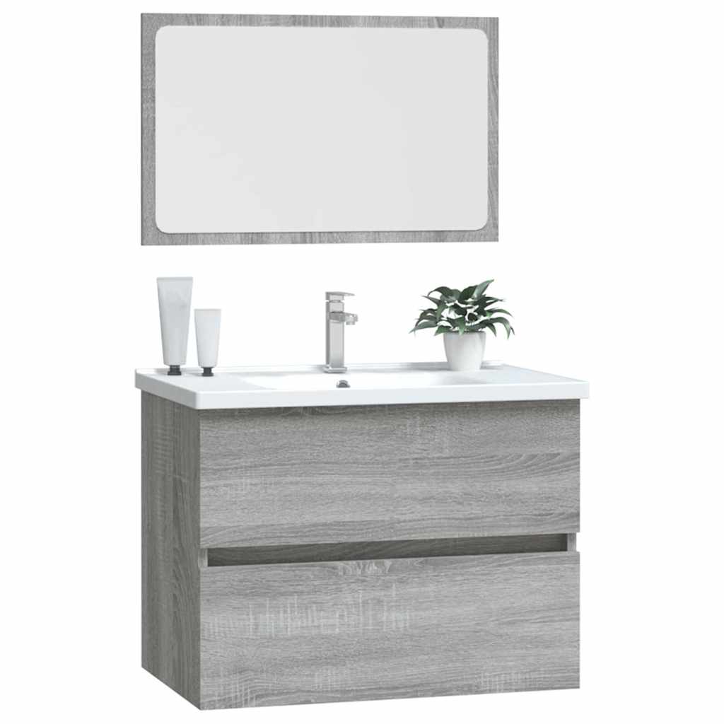 vidaXL Set mobilier de baie, 2 piese, gri sonoma, lemn prelucrat vidaXL Set mobilier de baie, 2 piese, gri sonoma, lemn prelucrat