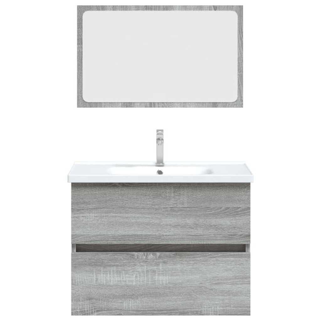 vidaXL Set mobilier de baie, 2 piese, gri sonoma, lemn prelucrat vidaXL Set mobilier de baie, 2 piese, gri sonoma, lemn prelucrat
