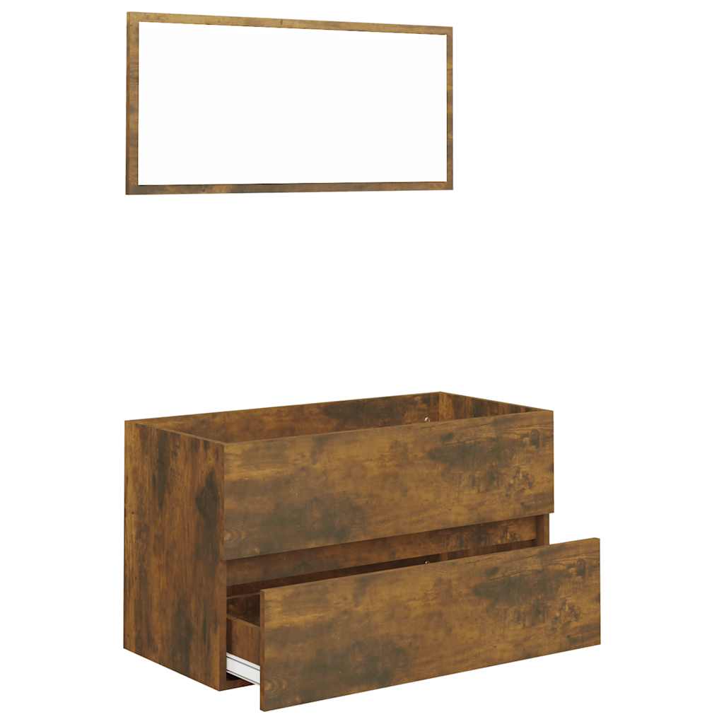 vidaXL Set mobilier de baie, 2 piese, stejar fumuriu, lemn prelucrat vidaXL Set mobilier de baie, 2 piese, stejar fumuriu, lemn prelucrat