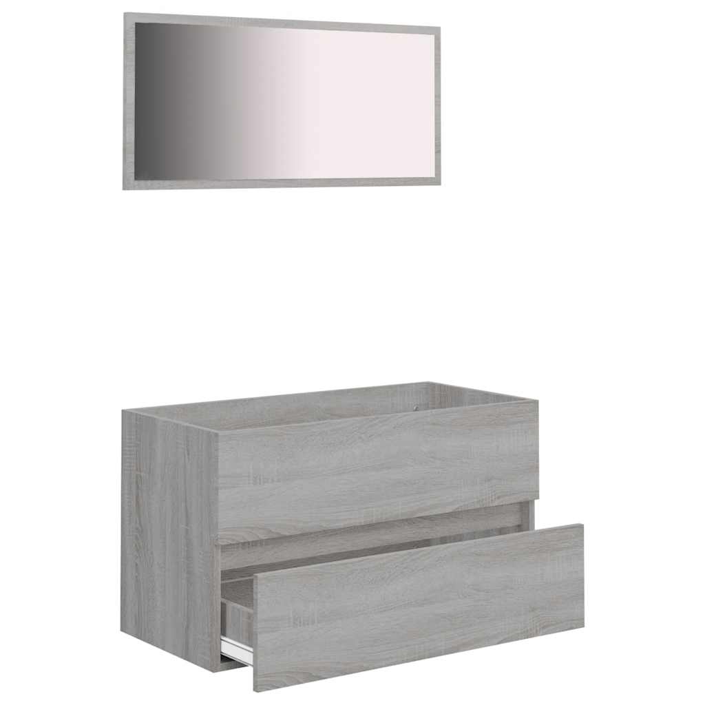 vidaXL Set mobilier de baie, 2 piese, gri sonoma, lemn prelucrat vidaXL Set mobilier de baie, 2 piese, gri sonoma, lemn prelucrat