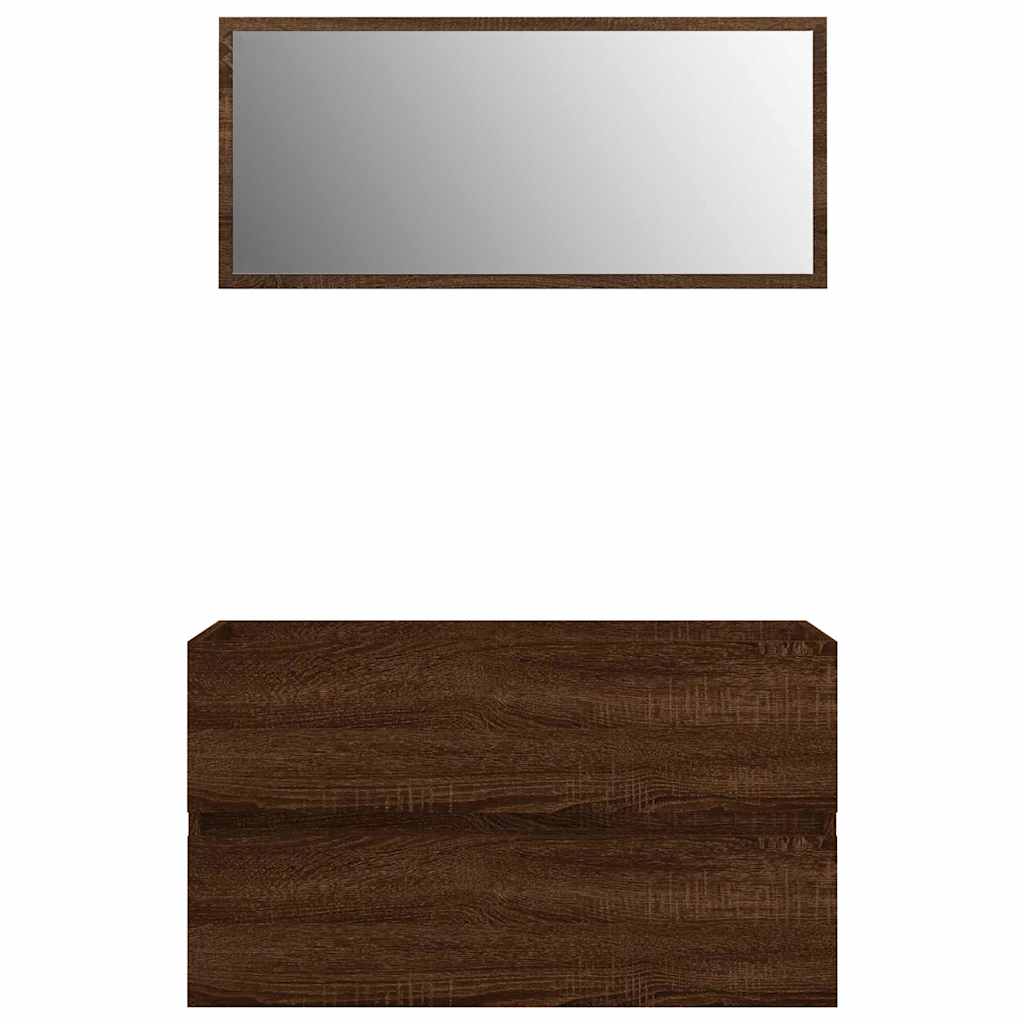 vidaXL Set mobilier de baie, 2 piese, stejar maro, lemn prelucrat vidaXL Set mobilier de baie, 2 piese, stejar maro, lemn prelucrat