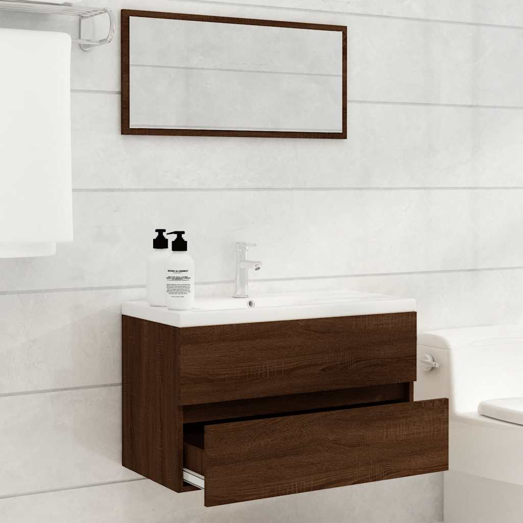 vidaXL Set mobilier de baie, 2 piese, stejar maro, lemn prelucrat vidaXL Set mobilier de baie, 2 piese, stejar maro, lemn prelucrat