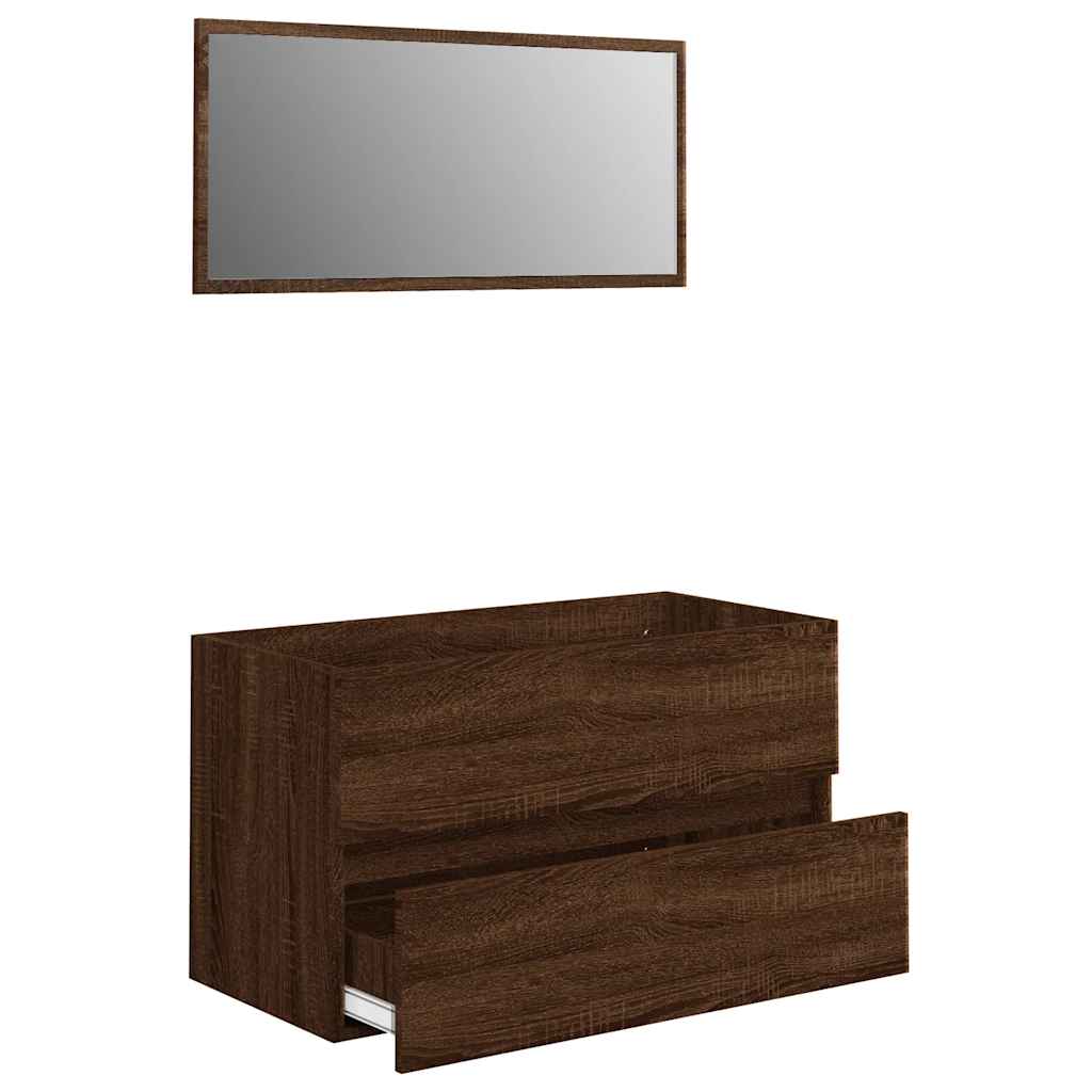 vidaXL Set mobilier de baie, 2 piese, stejar maro, lemn prelucrat vidaXL Set mobilier de baie, 2 piese, stejar maro, lemn prelucrat