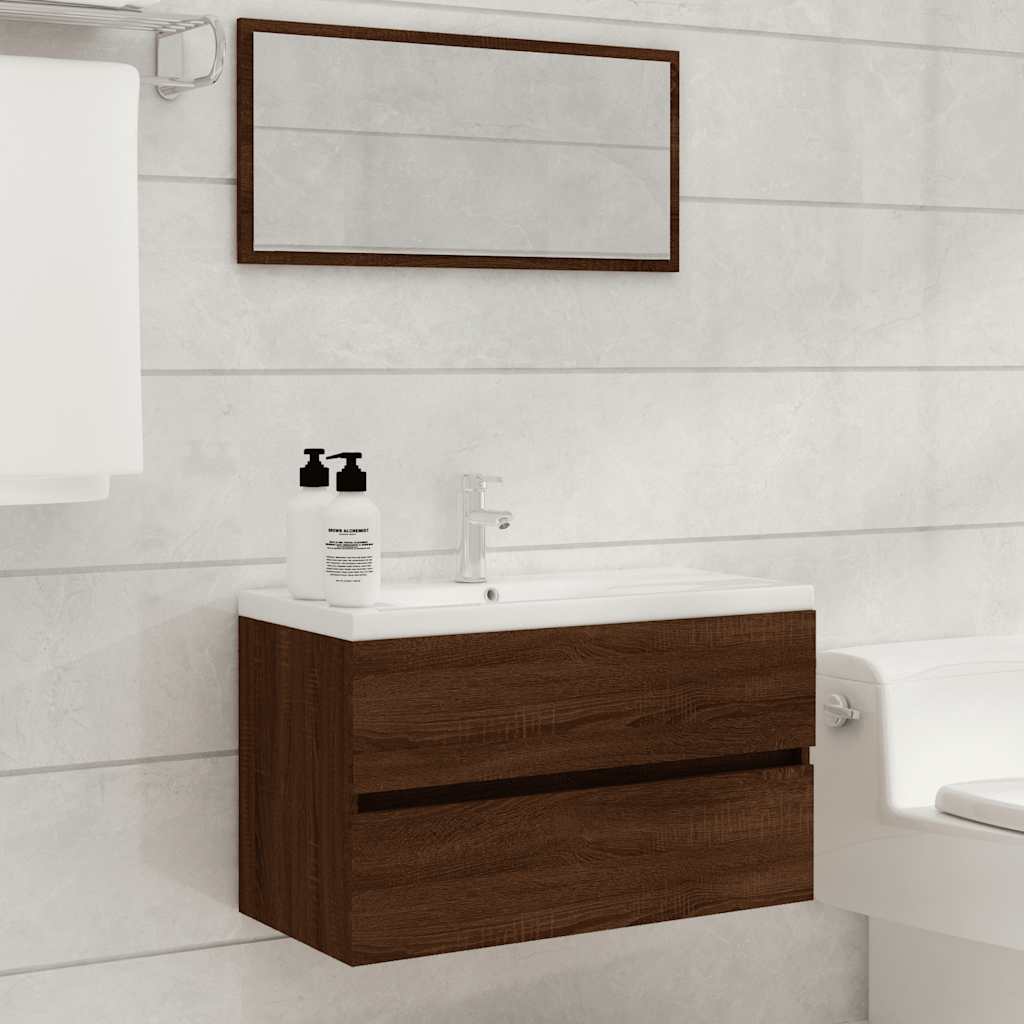 vidaXL Set mobilier de baie, 2 piese, stejar maro, lemn prelucrat vidaXL Set mobilier de baie, 2 piese, stejar maro, lemn prelucrat