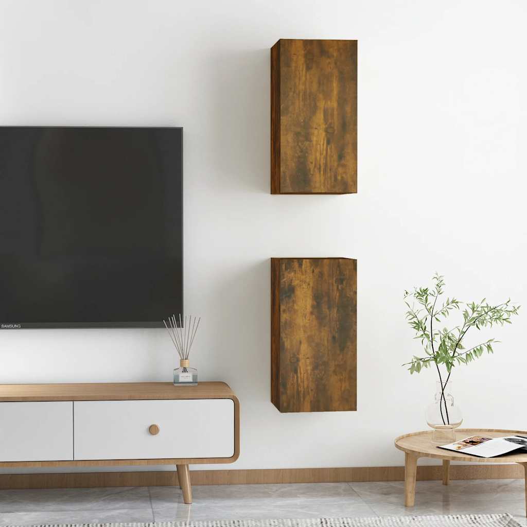 vidaXL Comode TV, 2 buc., stejar fumuriu, 30,5x30x60 cm lemn prelucrat