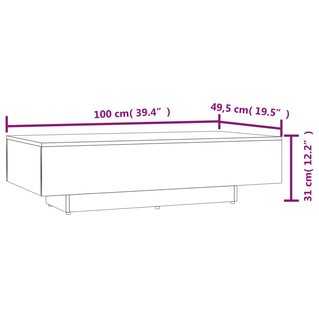 vidaXL Măsuță de cafea, stejar afumat, 100x49,5x31 cm, lemn prelucrat