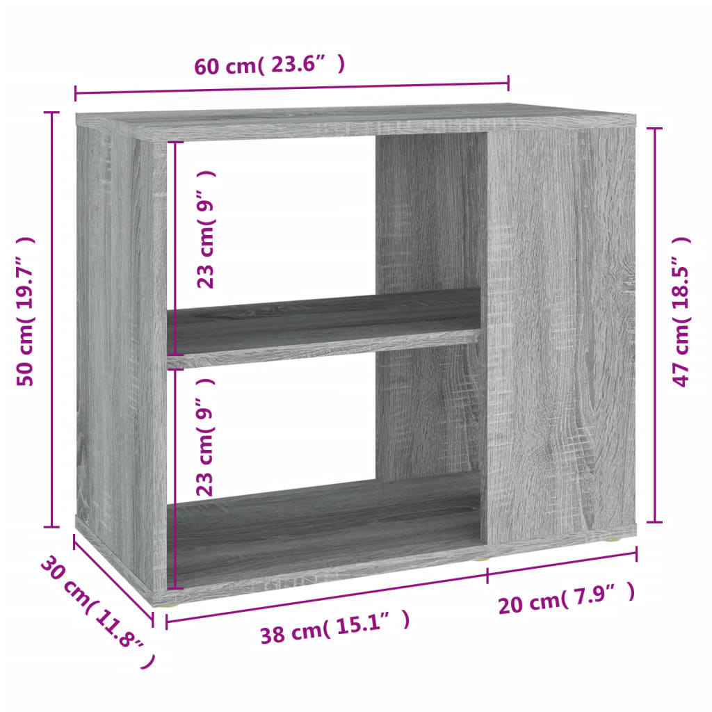 vidaXL Dulap lateral, gri sonoma, 60x30x50 cm, lemn prelucrat