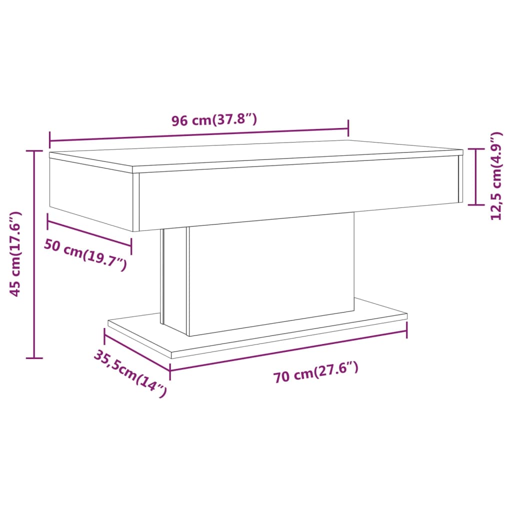 vidaXL Măsuță de cafea, gri sonoma, 96x50x45 cm, lemn prelucrat vidaXL Măsuță de cafea, gri sonoma, 96x50x45 cm, lemn prelucrat