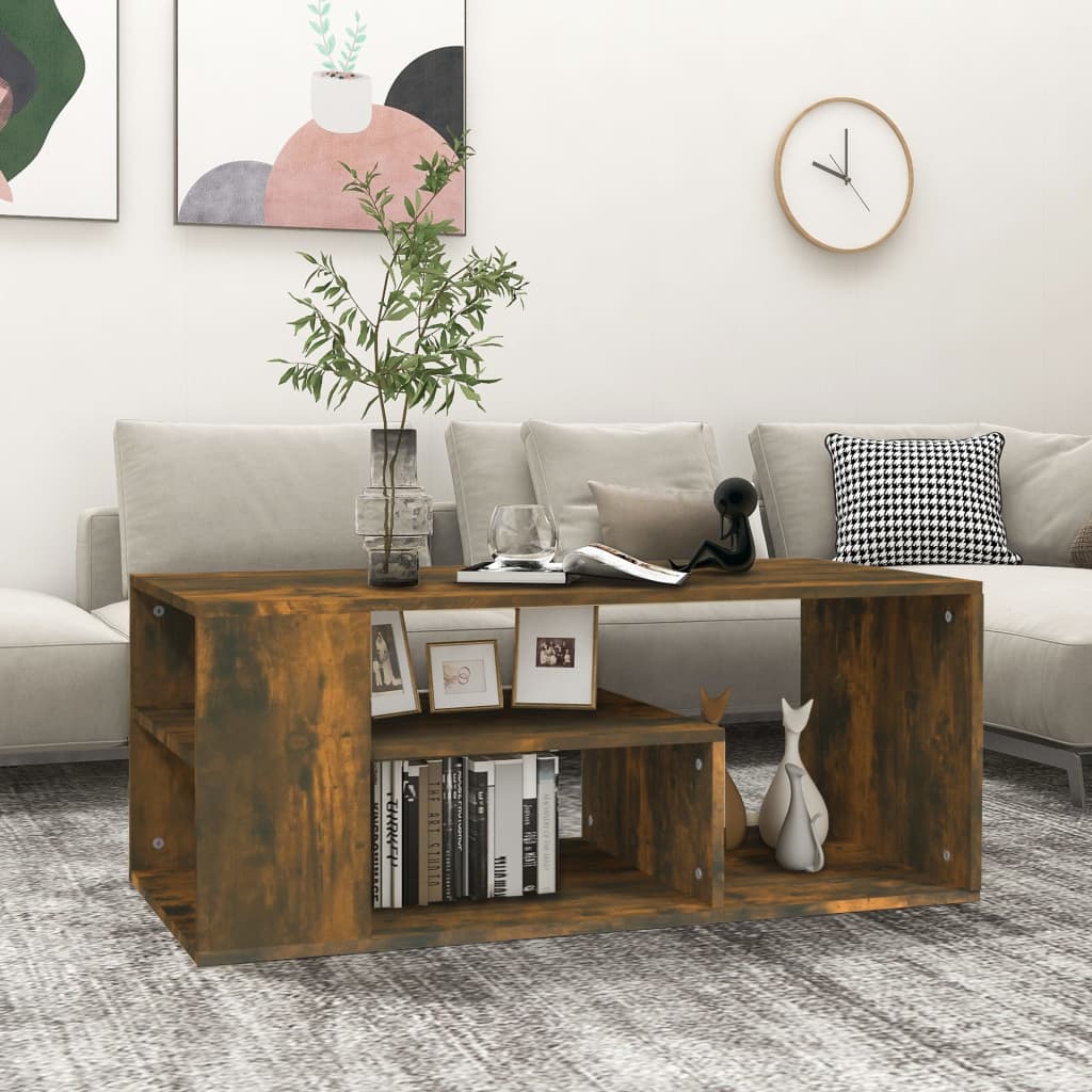 vidaXL Măsuță de cafea, stejar fumuriu, 100x50x40 cm, lemn prelucrat vidaXL Măsuță de cafea, stejar fumuriu, 100x50x40 cm, lemn prelucrat