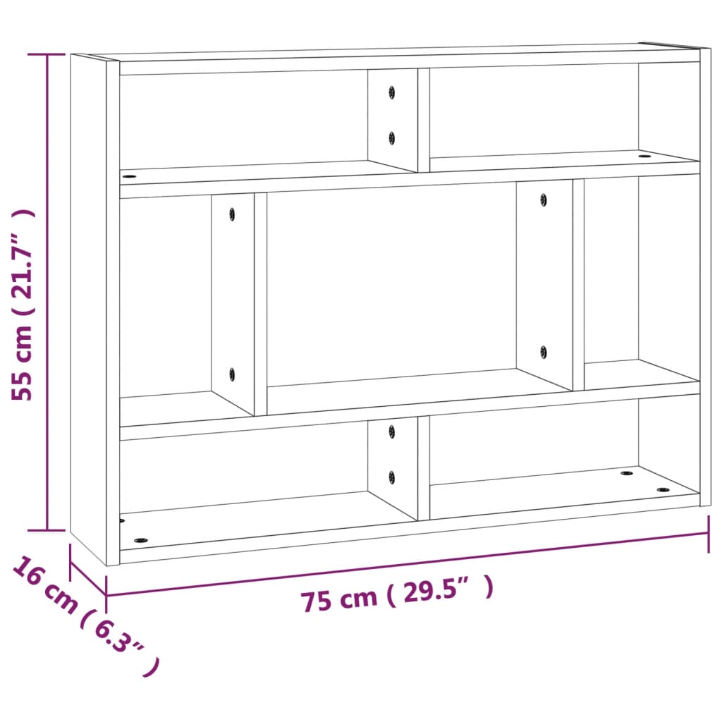 vidaXL Raft de perete, stejar fumuriu, 75x16x55 cm, lemn compozit vidaXL Raft de perete, stejar fumuriu, 75x16x55 cm, lemn compozit