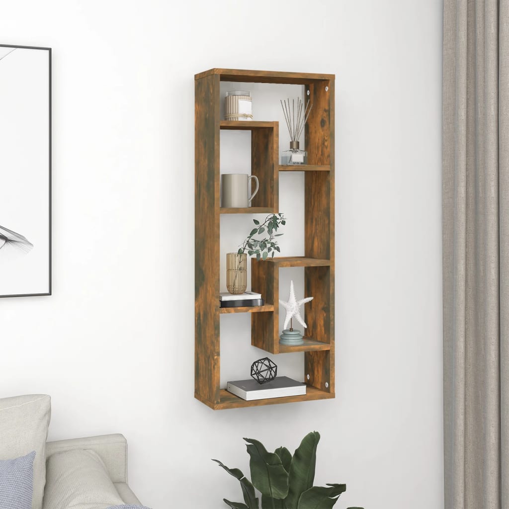 vidaXL Raft de perete, stejar fumuriu, 36x16x90 cm, lemn prelucrat vidaXL Raft de perete, stejar fumuriu, 36x16x90 cm, lemn prelucrat