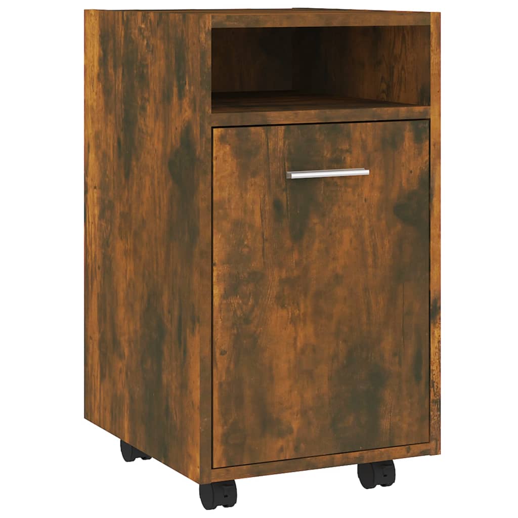 vidaXL Dulap lateral cu roți stejar afumat 33x38x60 cm lemn prelucrat