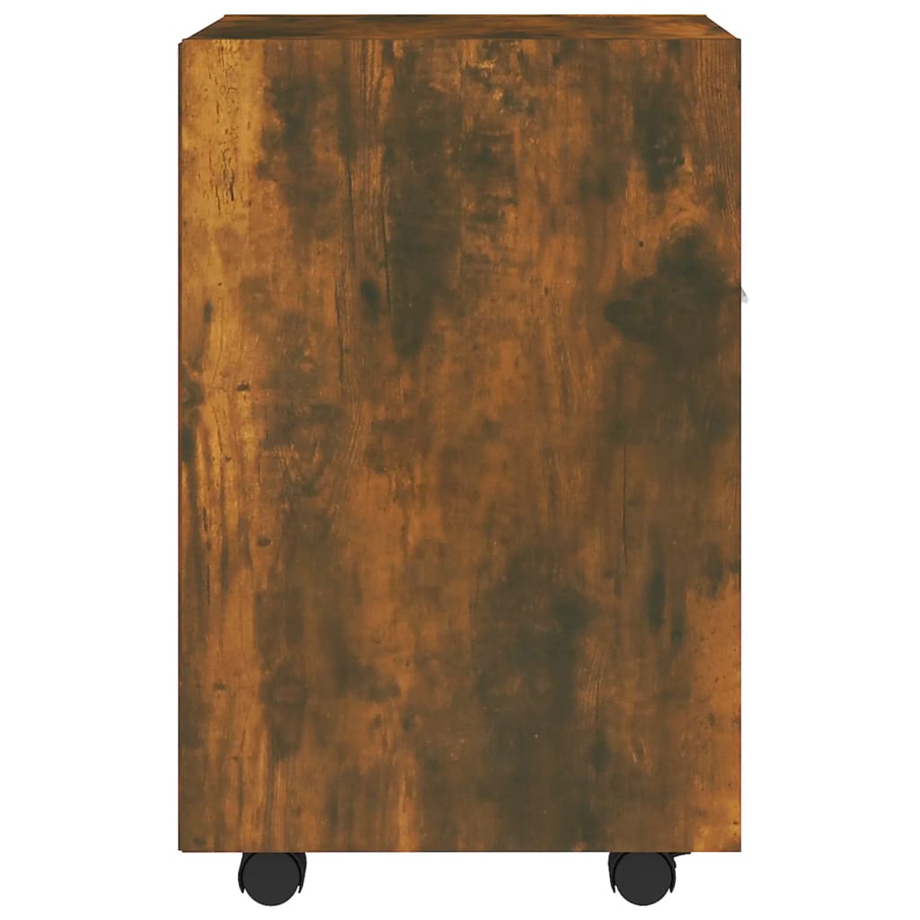 vidaXL Dulap lateral cu roți stejar afumat 33x38x60 cm lemn prelucrat