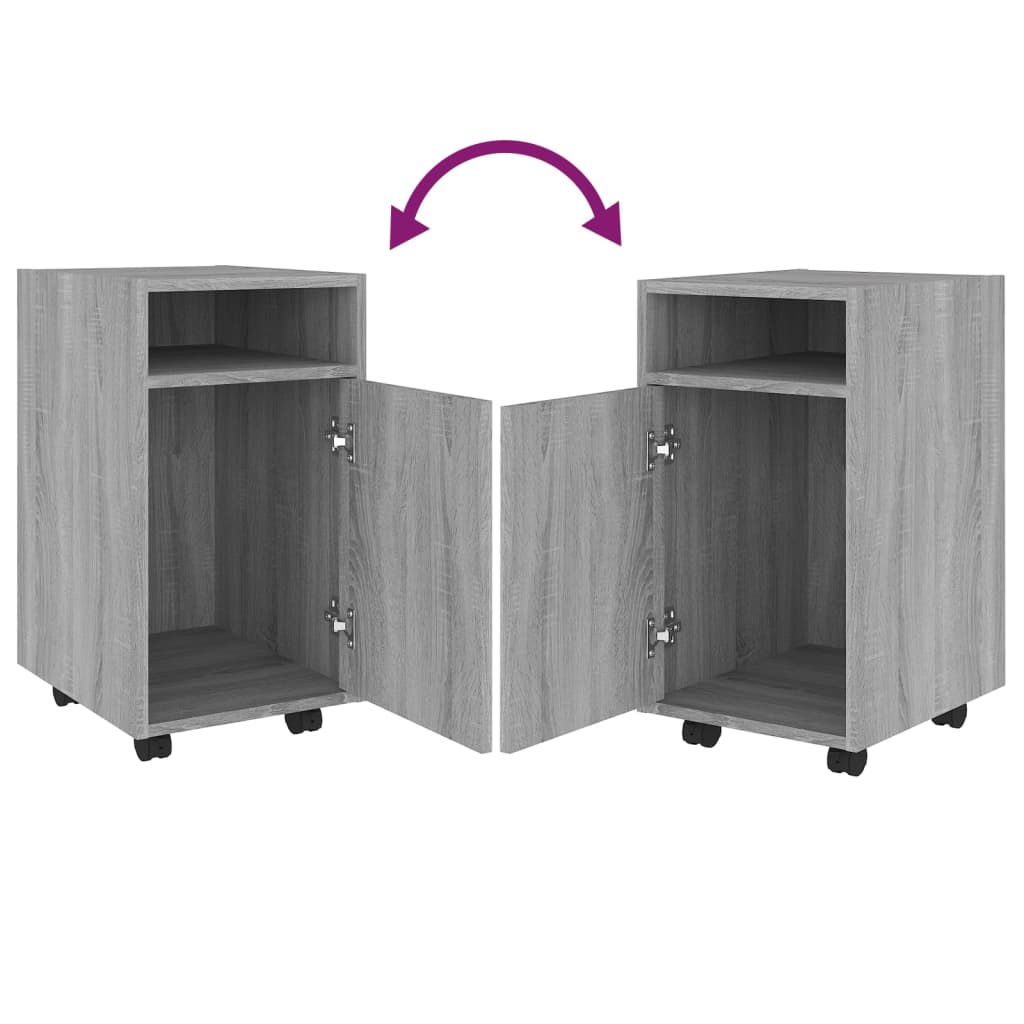 vidaXL Dulap lateral cu roți gri sonoma 33x38x60 cm lemn prelucrat