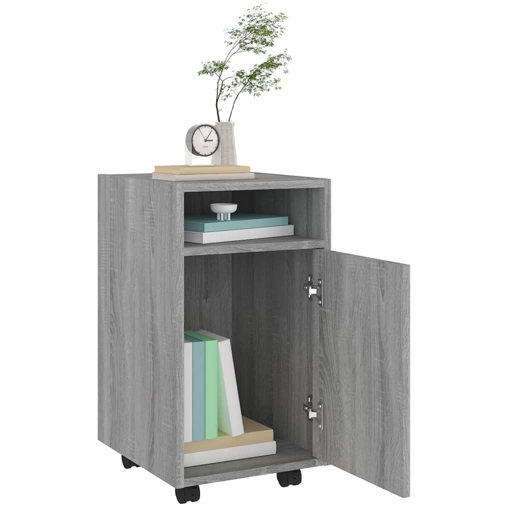 vidaXL Dulap lateral cu roți gri sonoma 33x38x60 cm lemn prelucrat