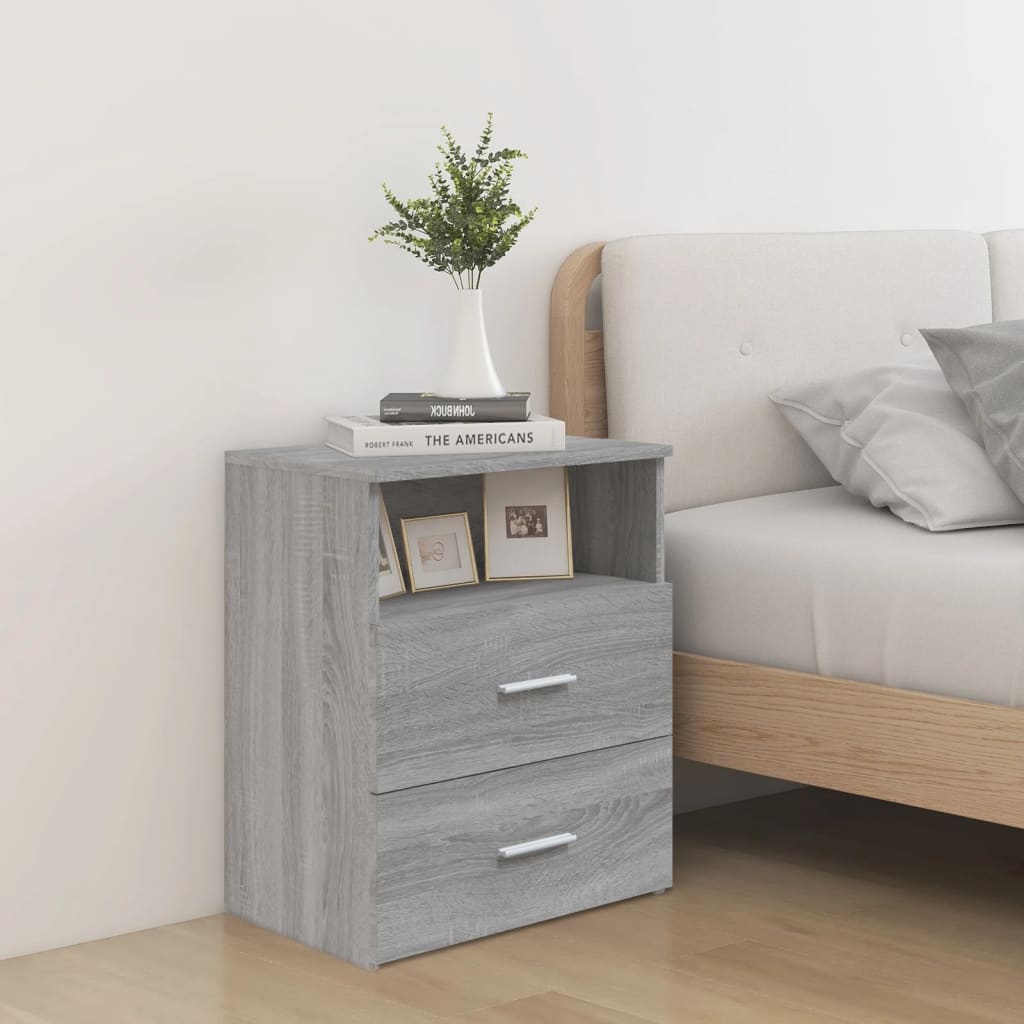 vidaXL Noptiere, 2 buc., gri sonoma, 50x32x60 cm vidaXL Noptiere, 2 buc., gri sonoma, 50x32x60 cm