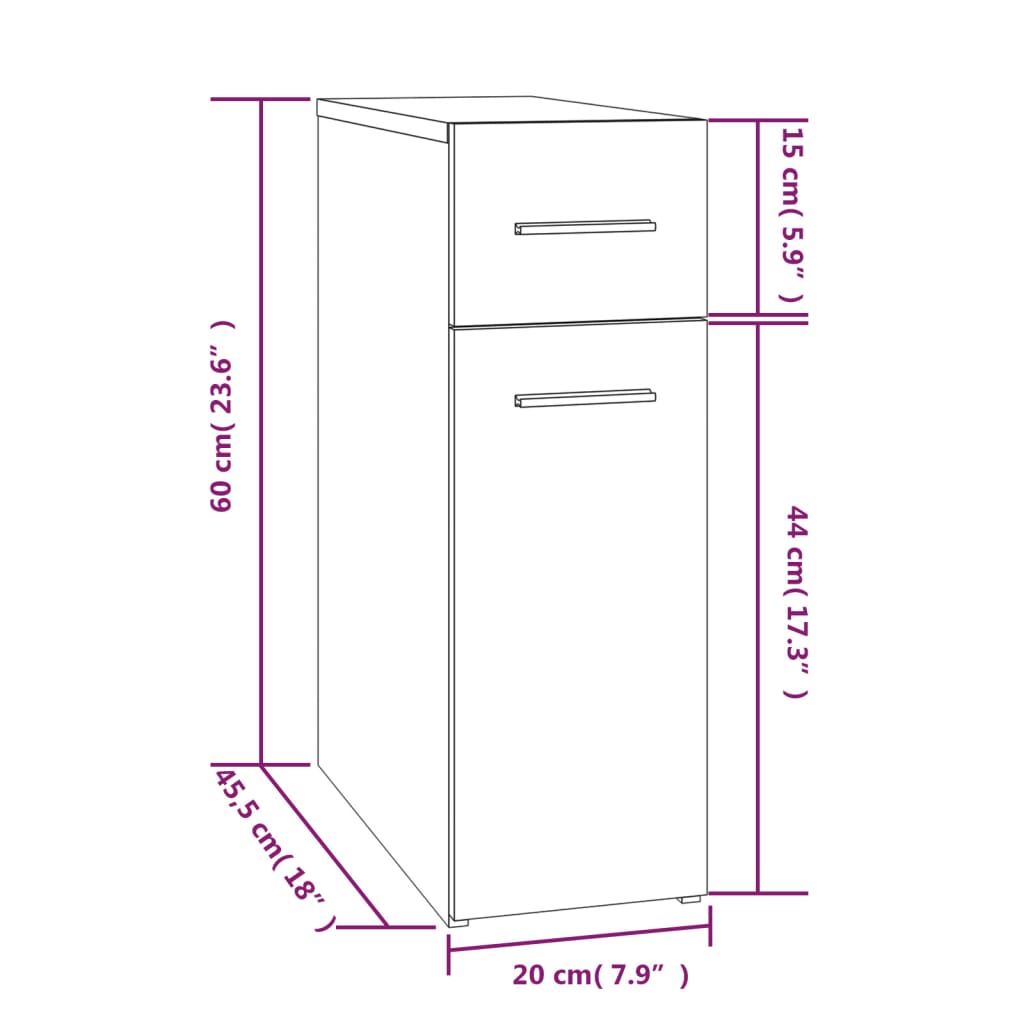 vidaXL Dulap de farmacie stejar fumuriu 20x45,5x60 cm lemn prelucrat vidaXL Dulap de farmacie stejar fumuriu 20x45,5x60 cm lemn prelucrat