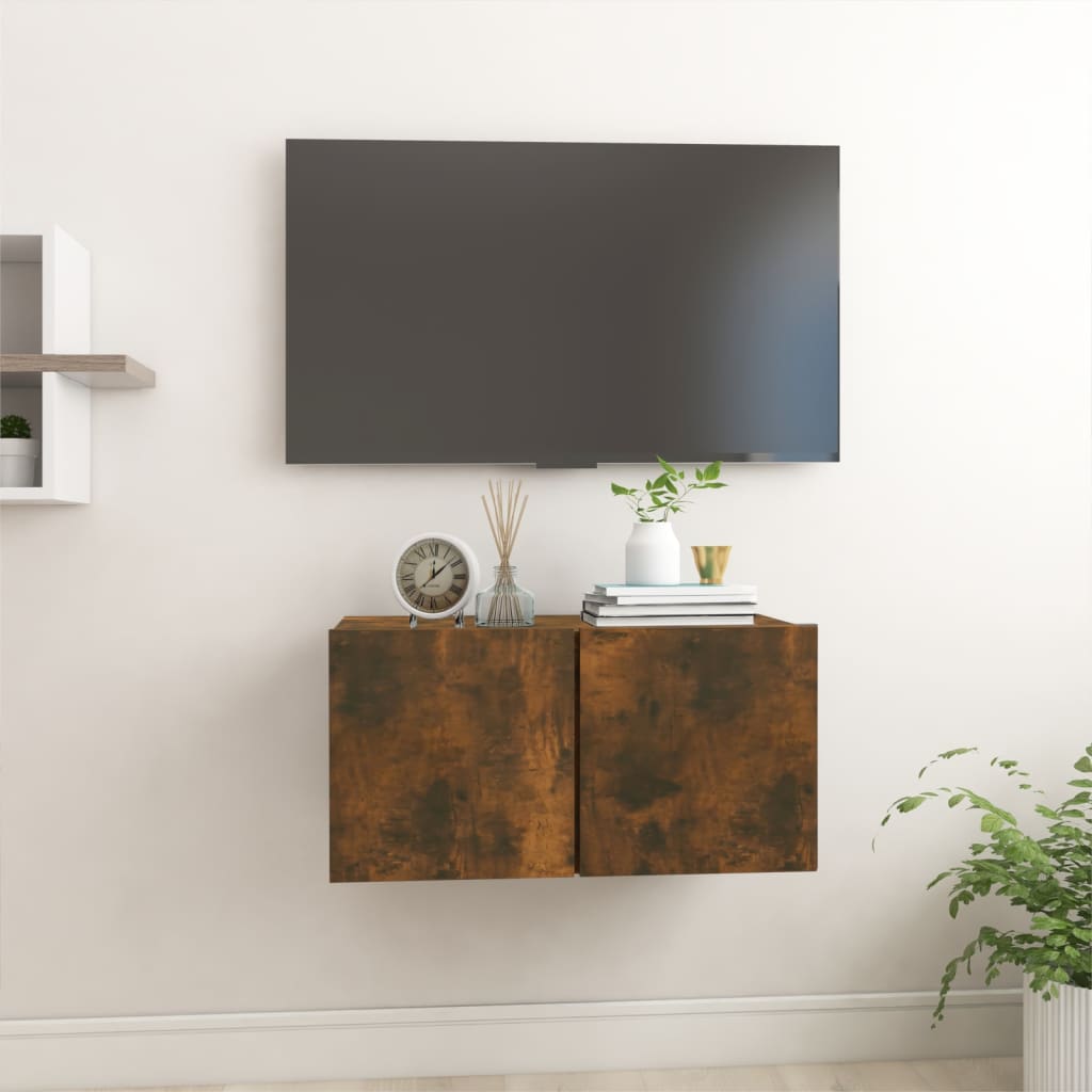 vidaXL Dulap TV suspendat, stejar fumuriu, 60x30x30 cm, lemn prelucrat vidaXL Dulap TV suspendat, stejar fumuriu, 60x30x30 cm, lemn prelucrat