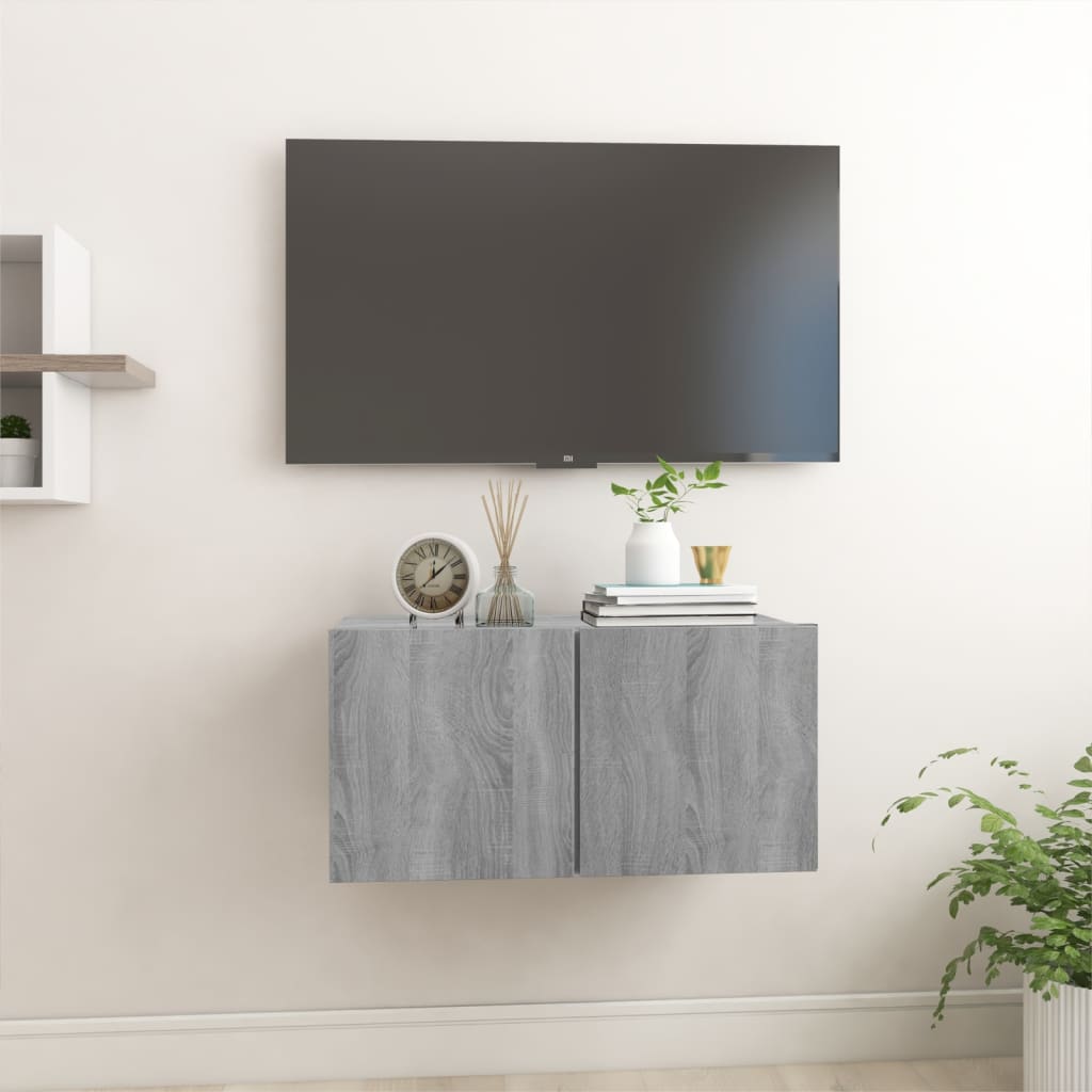 vidaXL Dulap TV suspendat, gri sonoma, 60x30x30 cm, lemn prelucrat vidaXL Dulap TV suspendat, gri sonoma, 60x30x30 cm, lemn prelucrat