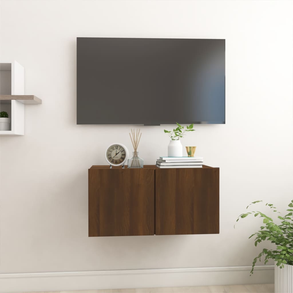 vidaXL Dulap TV suspendat, stejar maro, 60x30x30 cm, lemn prelucrat vidaXL Dulap TV suspendat, stejar maro, 60x30x30 cm, lemn prelucrat
