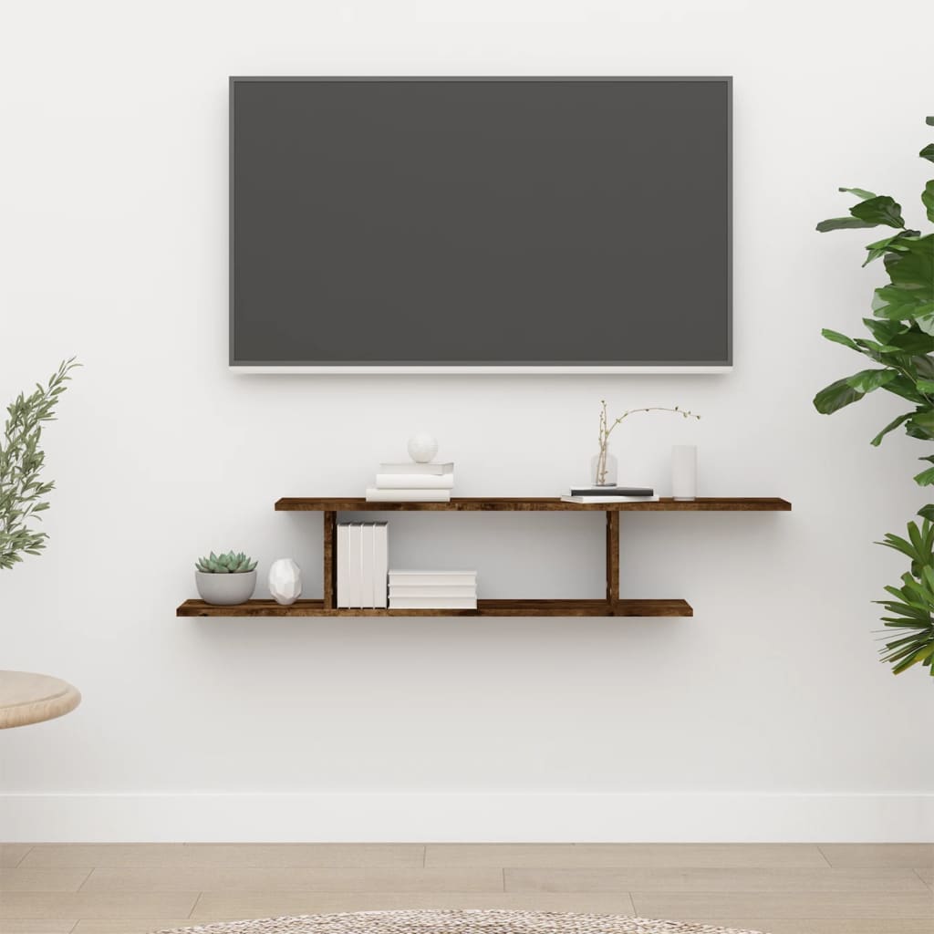 vidaXL Raft TV montat pe perete stejar fumuriu 125x18x23 cm lemn vidaXL Raft TV montat pe perete stejar fumuriu 125x18x23 cm lemn