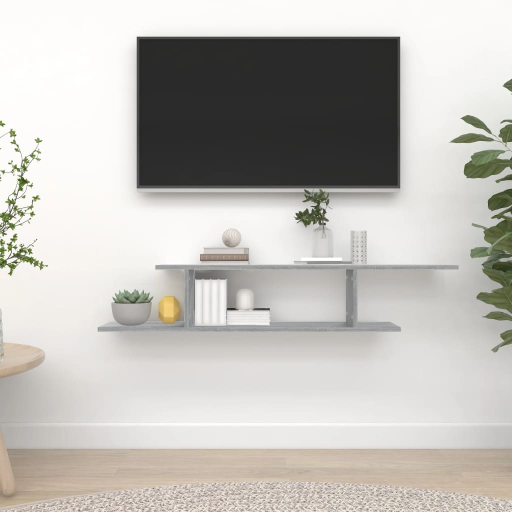 vidaXL Raft TV montat pe perete gri sonoma 125x18x23 cm lemn vidaXL Raft TV montat pe perete gri sonoma 125x18x23 cm lemn