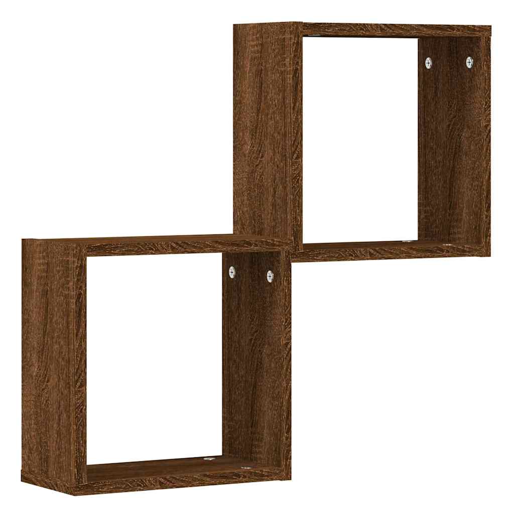 vidaXL Rafturi cub de perete 2 buc Stejar maro 30x15x30 cm vidaXL Rafturi cub de perete 2 buc Stejar maro 30x15x30 cm