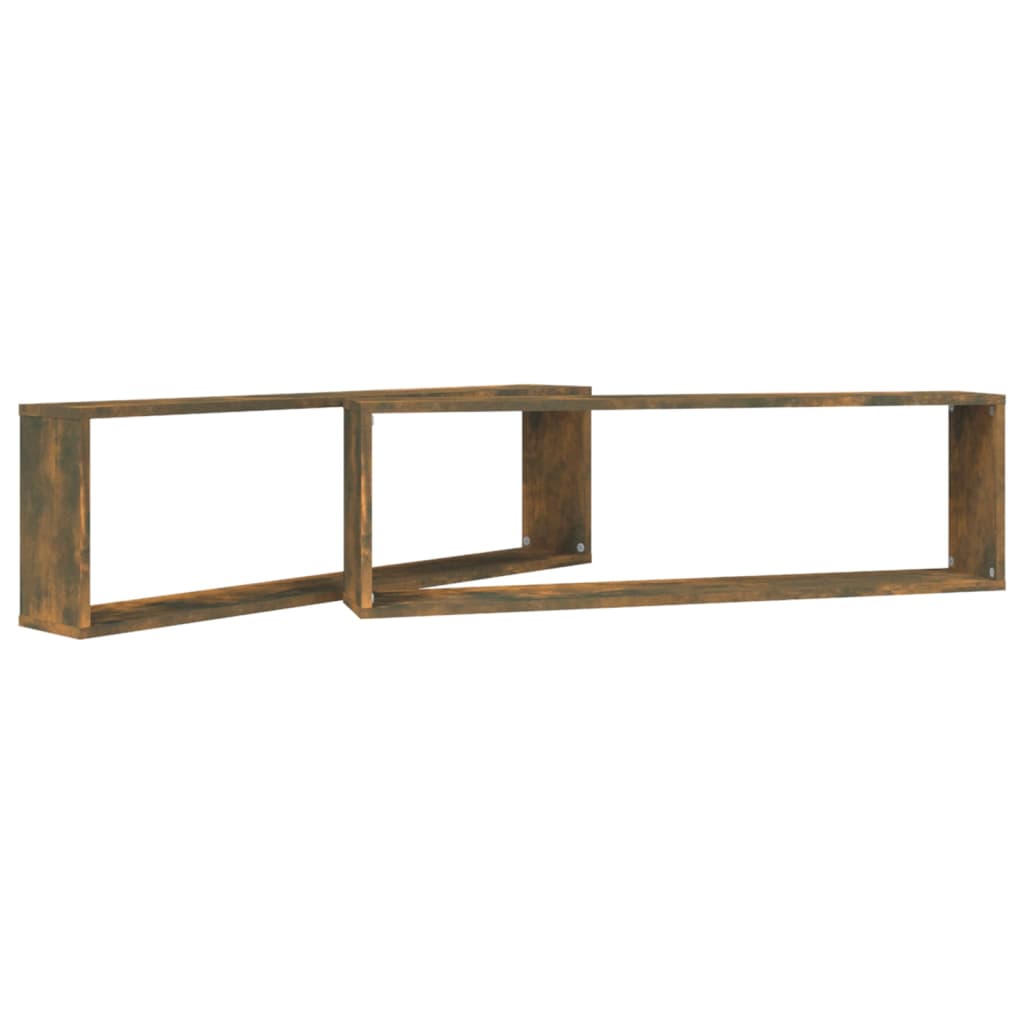 vidaXL Rafturi de perete cub, 2 buc., stejar fumuriu 100x15x30 cm lemn