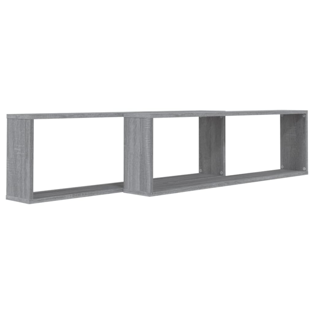 vidaXL Rafturi de perete cub, 2 buc., gri sonoma, 100x15x30 cm, lemn vidaXL Rafturi de perete cub, 2 buc., gri sonoma, 100x15x30 cm, lemn