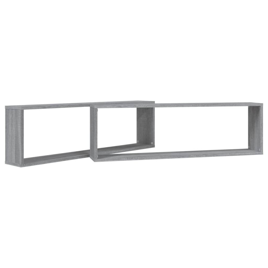 vidaXL Rafturi de perete cub, 2 buc., gri sonoma, 100x15x30 cm, lemn vidaXL Rafturi de perete cub, 2 buc., gri sonoma, 100x15x30 cm, lemn