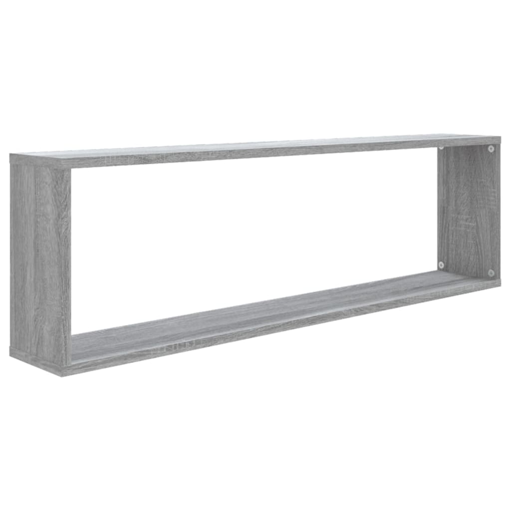 vidaXL Rafturi de perete cub, 2 buc., gri sonoma, 100x15x30 cm, lemn vidaXL Rafturi de perete cub, 2 buc., gri sonoma, 100x15x30 cm, lemn