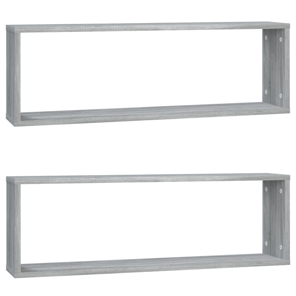 vidaXL Rafturi de perete cub, 2 buc., gri sonoma, 80x15x26,5 cm, lemn vidaXL Rafturi de perete cub, 2 buc., gri sonoma, 80x15x26,5 cm, lemn