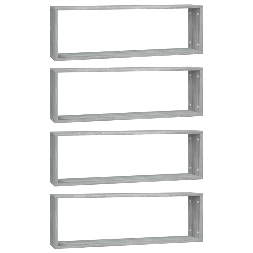 vidaXL Rafturi de perete cub, 4 buc., gri sonoma, 80x15x26,5 cm, lemn