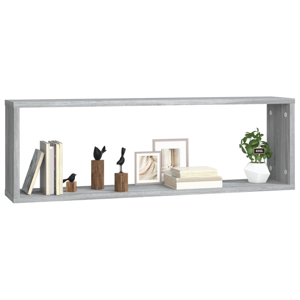 vidaXL Rafturi de perete cub, 4 buc., gri sonoma, 80x15x26,5 cm, lemn