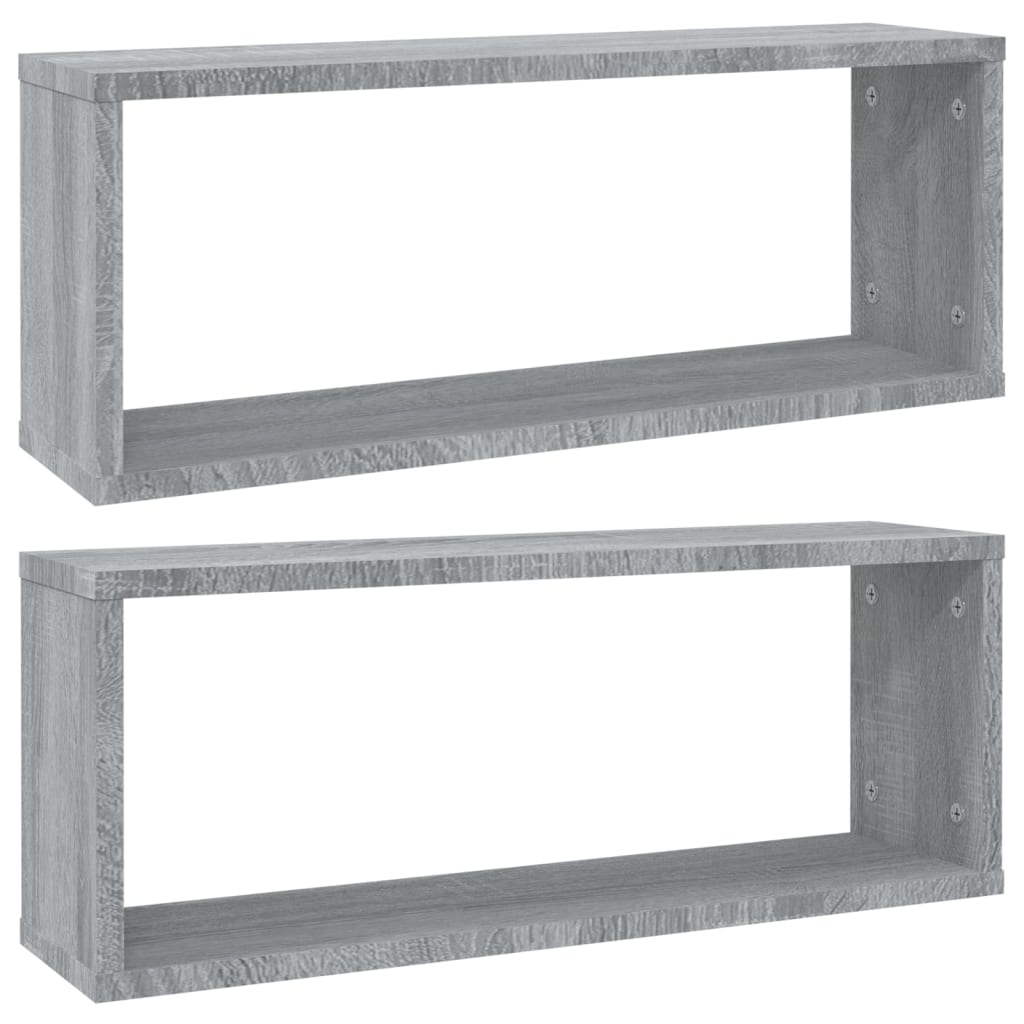 vidaXL Rafturi de perete cub, 2 buc., gri sonoma, 60x15x23 cm, lemn vidaXL Rafturi de perete cub, 2 buc., gri sonoma, 60x15x23 cm, lemn