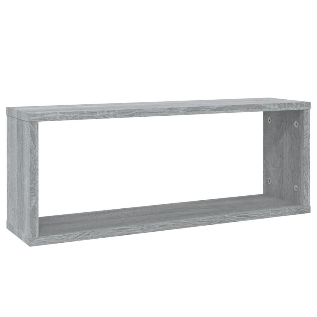 vidaXL Rafturi de perete cub, 2 buc., gri sonoma, 60x15x23 cm, lemn vidaXL Rafturi de perete cub, 2 buc., gri sonoma, 60x15x23 cm, lemn