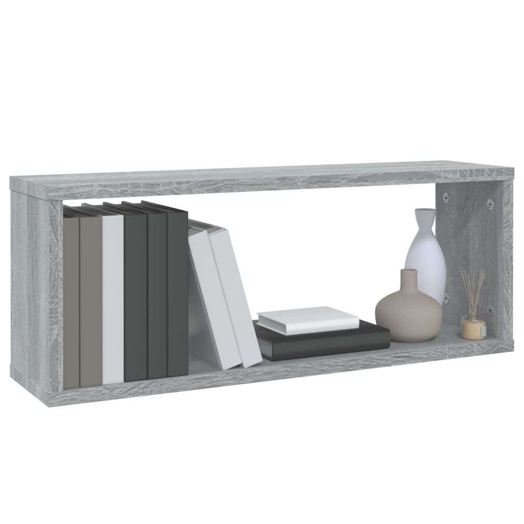 vidaXL Rafturi de perete cub, 2 buc., gri sonoma, 60x15x23 cm, lemn vidaXL Rafturi de perete cub, 2 buc., gri sonoma, 60x15x23 cm, lemn