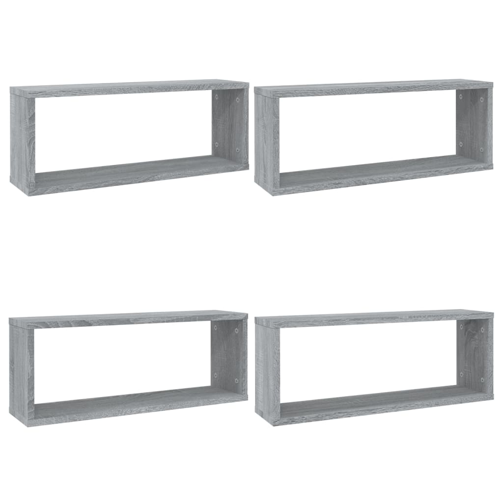 vidaXL Rafturi de perete cub, 4 buc., gri sonoma, 60x15x23 cm, lemn vidaXL Rafturi de perete cub, 4 buc., gri sonoma, 60x15x23 cm, lemn
