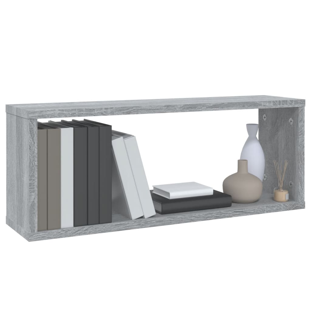 vidaXL Rafturi de perete cub, 4 buc., gri sonoma, 60x15x23 cm, lemn vidaXL Rafturi de perete cub, 4 buc., gri sonoma, 60x15x23 cm, lemn