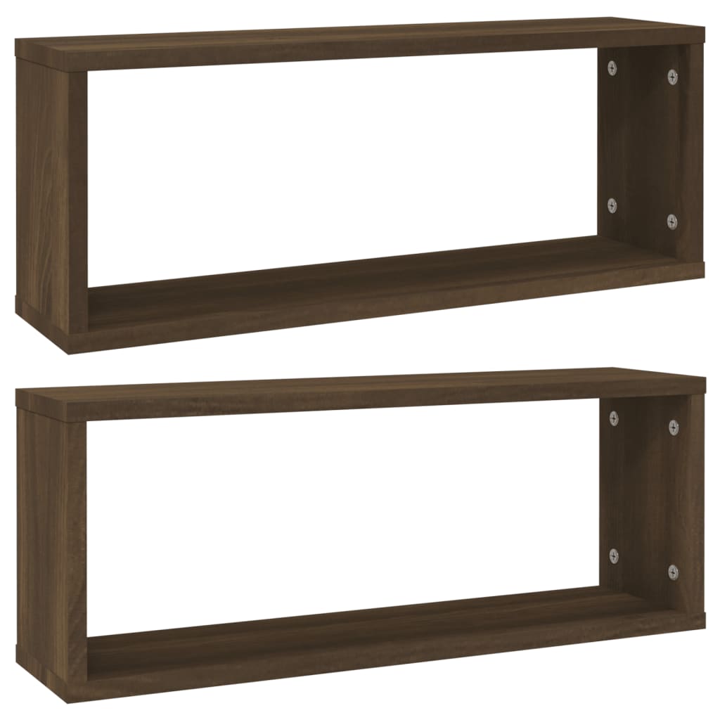 vidaXL Rafturi de perete cub, 2 buc., stejar maro, 60x15x23 cm, lemn