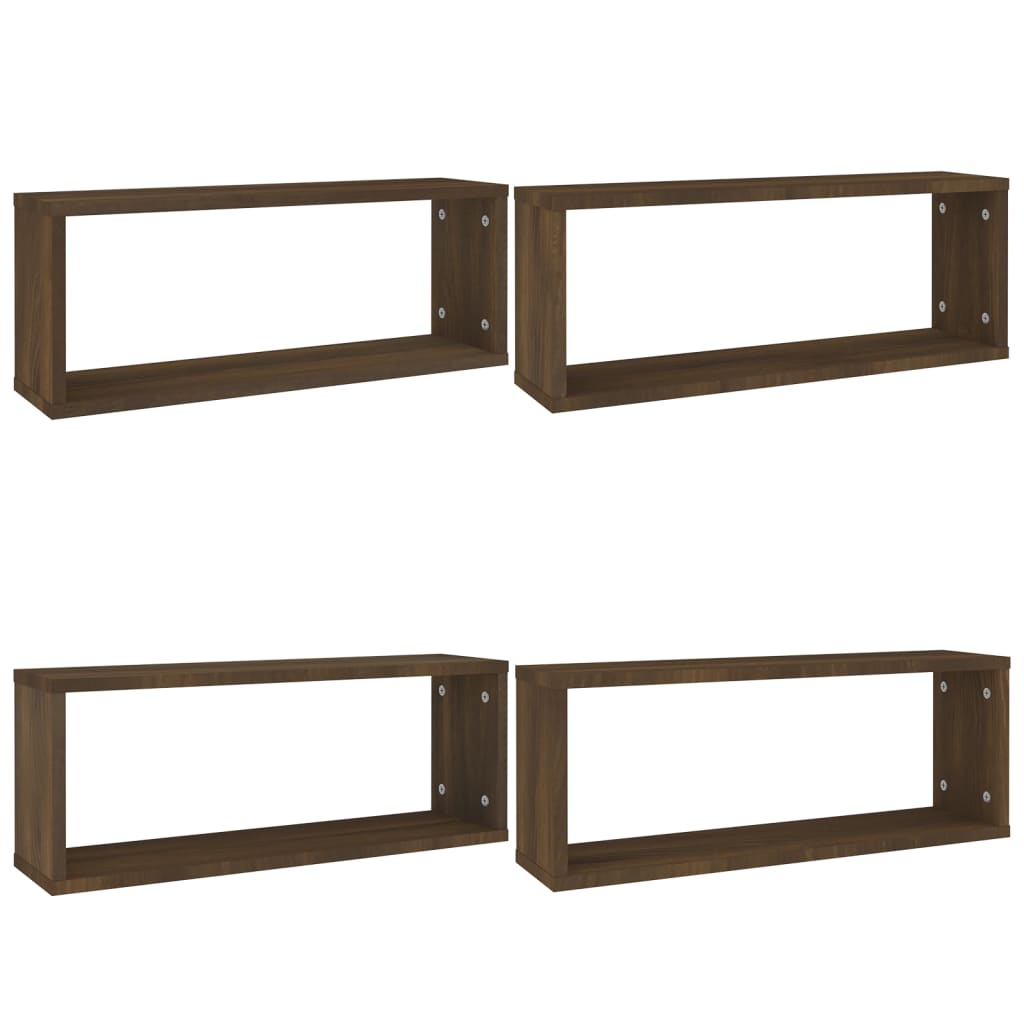 vidaXL Rafturi de perete cub, 4 buc., stejar maro, 60x15x23 cm, lemn vidaXL Rafturi de perete cub, 4 buc., stejar maro, 60x15x23 cm, lemn