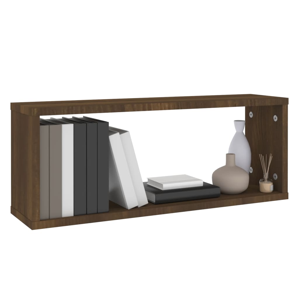 vidaXL Rafturi de perete cub, 6 buc., stejar maro, 60x15x23 cm, lemn