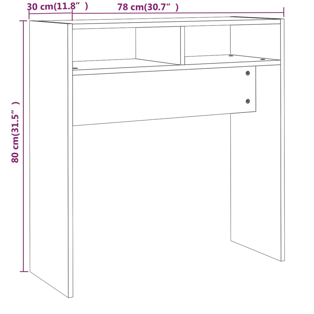 vidaXL Măsuță consolă, stejar fumuriu, 78x30x80 cm, lemn prelucrat vidaXL Măsuță consolă, stejar fumuriu, 78x30x80 cm, lemn prelucrat