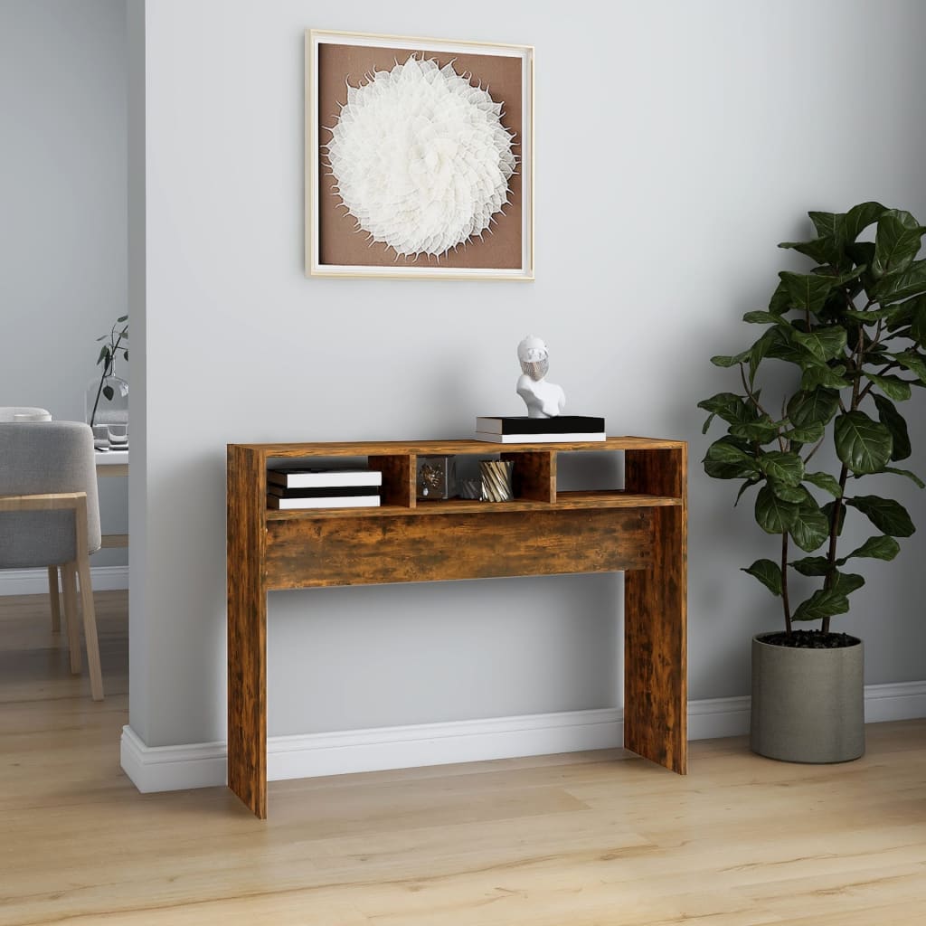 vidaXL Măsuță consolă, stejar fumuriu, 105x30x80 cm, lemn prelucrat vidaXL Măsuță consolă, stejar fumuriu, 105x30x80 cm, lemn prelucrat